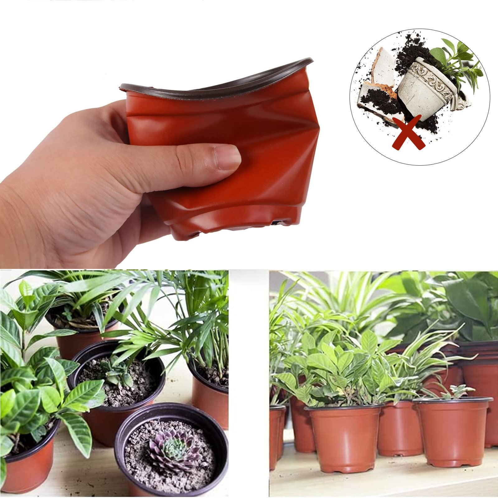 LATERN Lot De 50 Pots De Fleurs En Plastique Blanc 15cm - Pots De Semis Léger Pour Graines, Pépinière Et Plantes Succulentes (15 X 13 Cm)