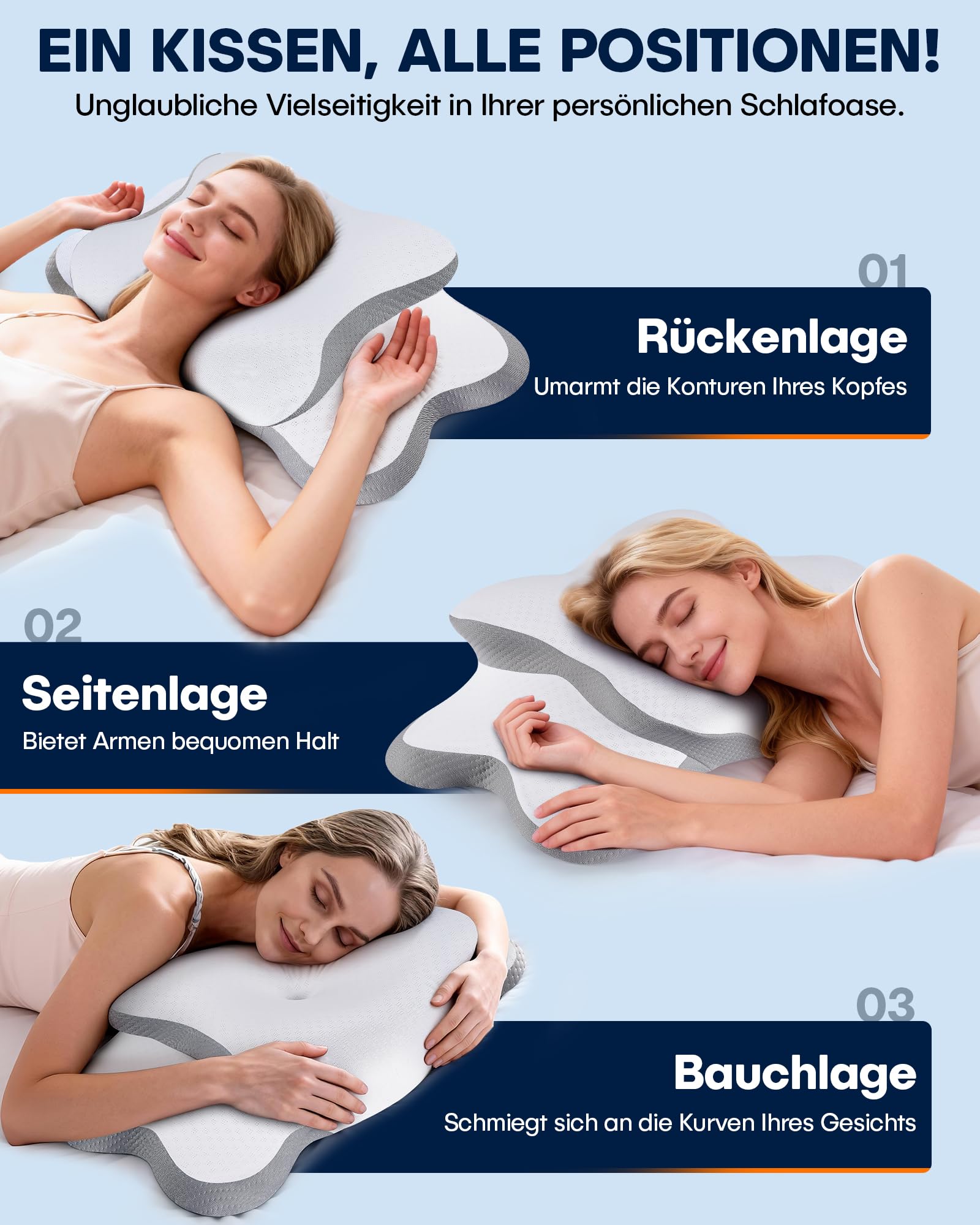 XSIVOD Almohada cervical ortopédica – Almohada ergonómica de espuma viscoelástica con efecto de enfriamiento, almohada cervical para dolor, almohada antironquidos para los lados, espalda y boca abajo