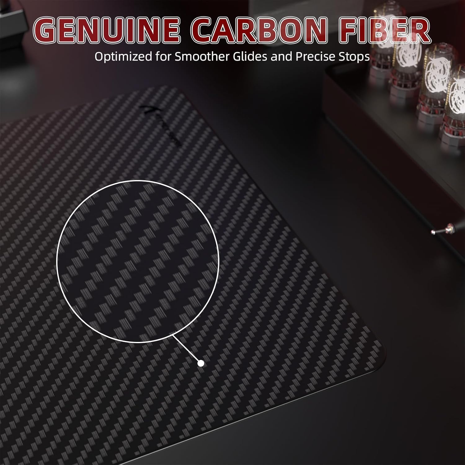 Attack Shark CM04 Carbon Fiber Gaming Mouse Mat,Esports Mouse Pad G240,Smooth Glide Feeling with Steady Control,Waterproof,Non-Slip Rubber Base, Stitched Edge, Gamer Office Home (14" x 11")