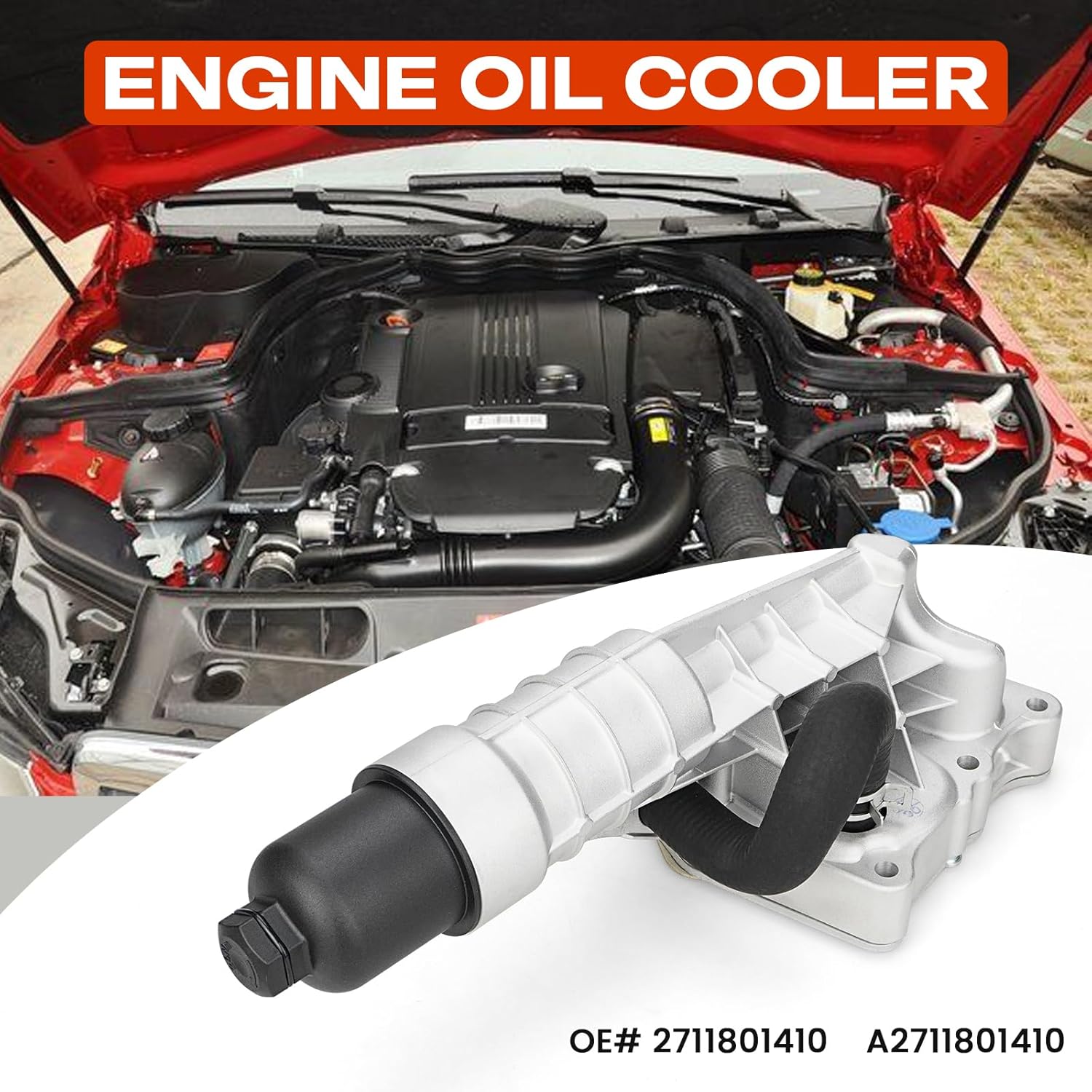 YCLL Aluminum Engine Oil Cooler Filter Housing Compatible with Be-nz M271 W204 C250 R172 SLK250 2012-2015,OE#2711801410