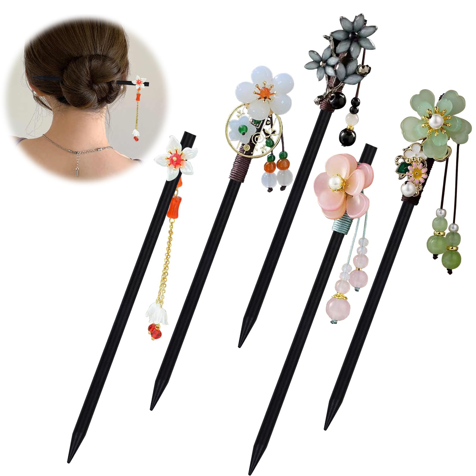 10 Holz-Haarstäbchen – Handgemacht, Ca. 16 Cm, Schwarz, Für Frisuren & Deko