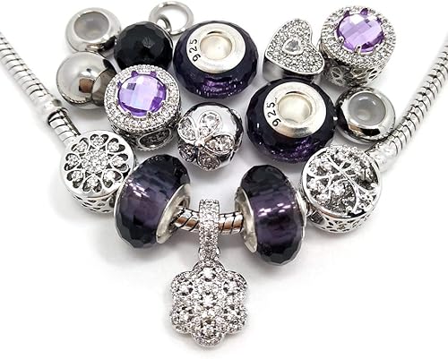 Miniatura 28 de Cuentas mixtas de 40 piezas, dijes para hacer joyas, cuentas de aleación de agujero grande con pedrería, colores y estilos variados al azar, Metal