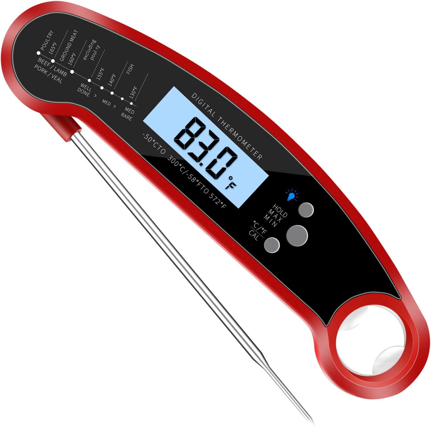 MEKBOK Instant Read Meat Thermometer for Grill and Cooking. Upgraded Model Now with Magnet and Calibration Feature- Best Ultra Fast Digital Kitchen Probe.