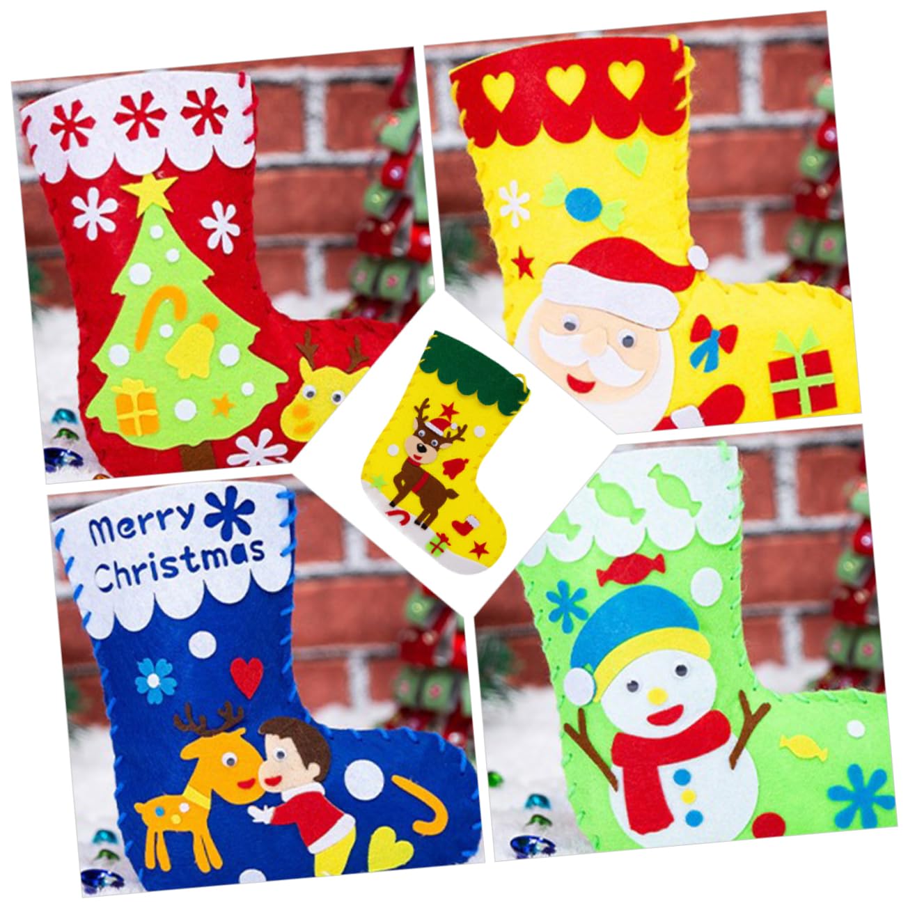 Toyvian 30piezas Kit De Manualidades De Calcetines Navideños Para Materiales Creativos Para Decoración De Navidad Infantiles y Actividades De Manualidades