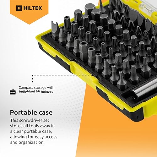 Miniatura 3 de Hiltex Juego de brocas de seguridad 10060 con adaptador de extensión magnético, 61 piezas, vástago hexagonal de 1/4 de pulgada, acero CR-V