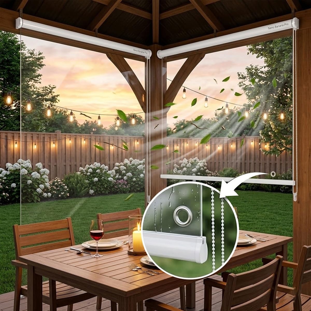 Store Enrouleurs Étanche Transparent pour Pergola, Rideau À Enroulement en Plastique, Volets Roulants Exterieur Impermeable éTanche à La PoussièRe, Rideaux en Séparation Clairs Coupe-Vent pour Portes