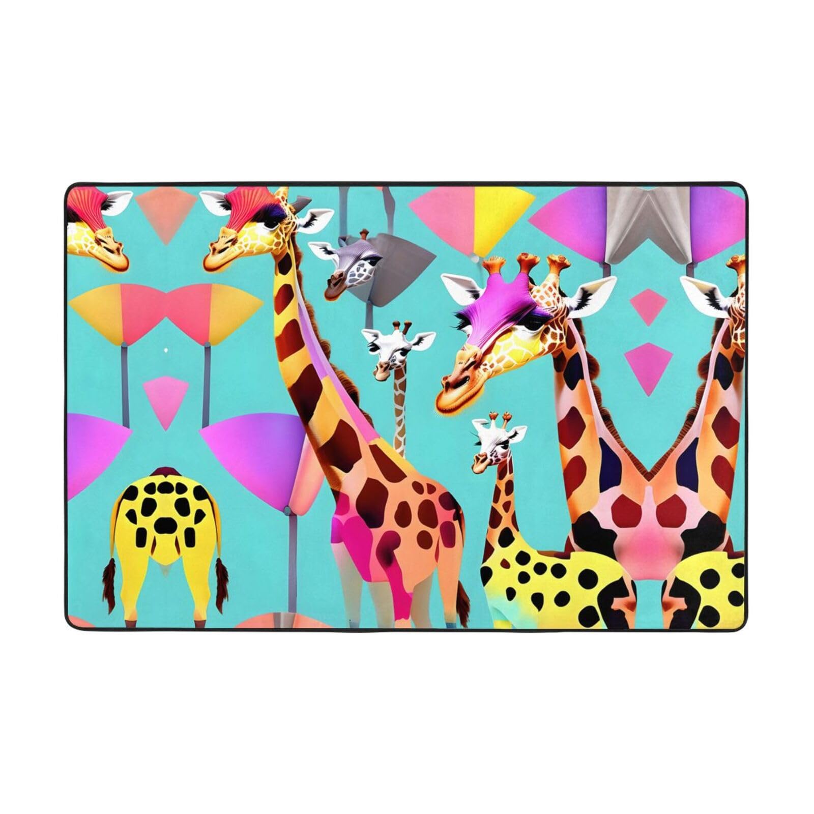 Tapis girafe coloré anti-glisse et doux pour décorer le sol