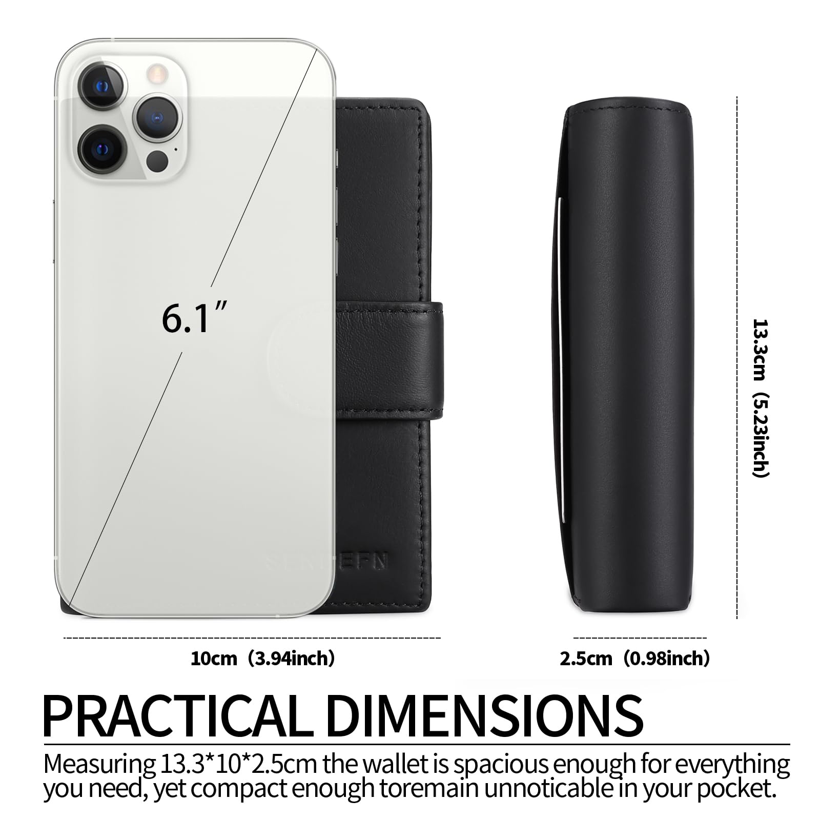 Cartera para Hombre Trifold de Piel auténtica con Bloqueo RFID, 19 Ranuras para Tarjetas, 3 Compartimentos para Billetes