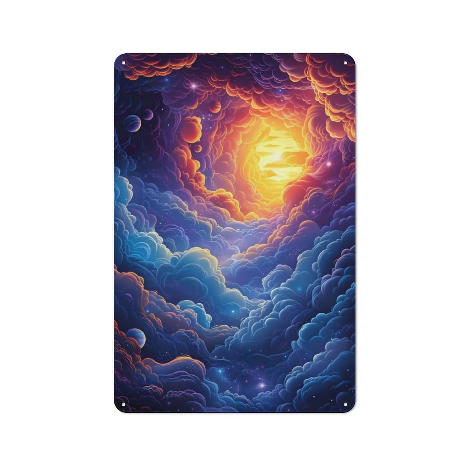 Junmoney Cosmic Dawn Tin Wall Plaque 30X20cm With For Pub Or Café, Suited To Pub Decor Enthusiasts, For Retro Home Interiors