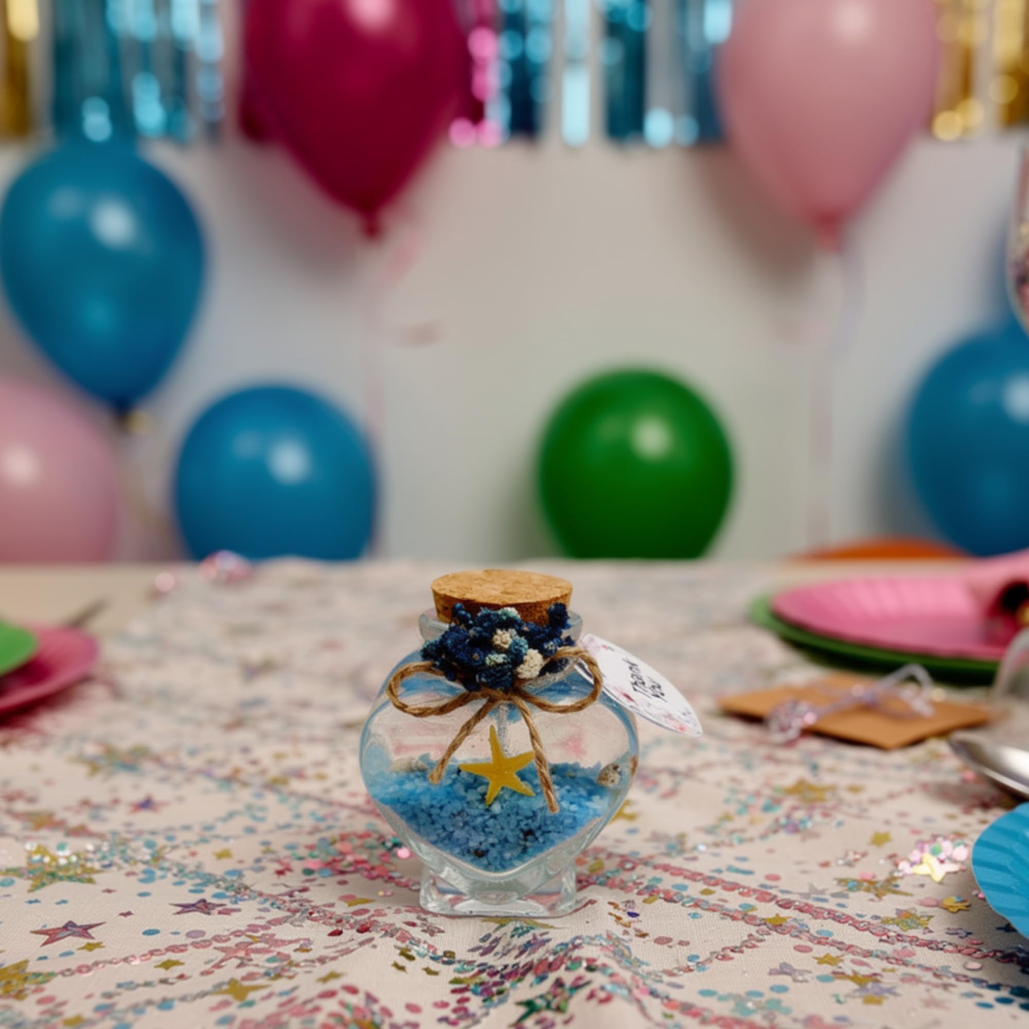 Detalle de Boda para Invitados Juego a Granel de Velas de Cristal con Forma de Corazón (Gel Azul Arena Blanca, Juego de 20)