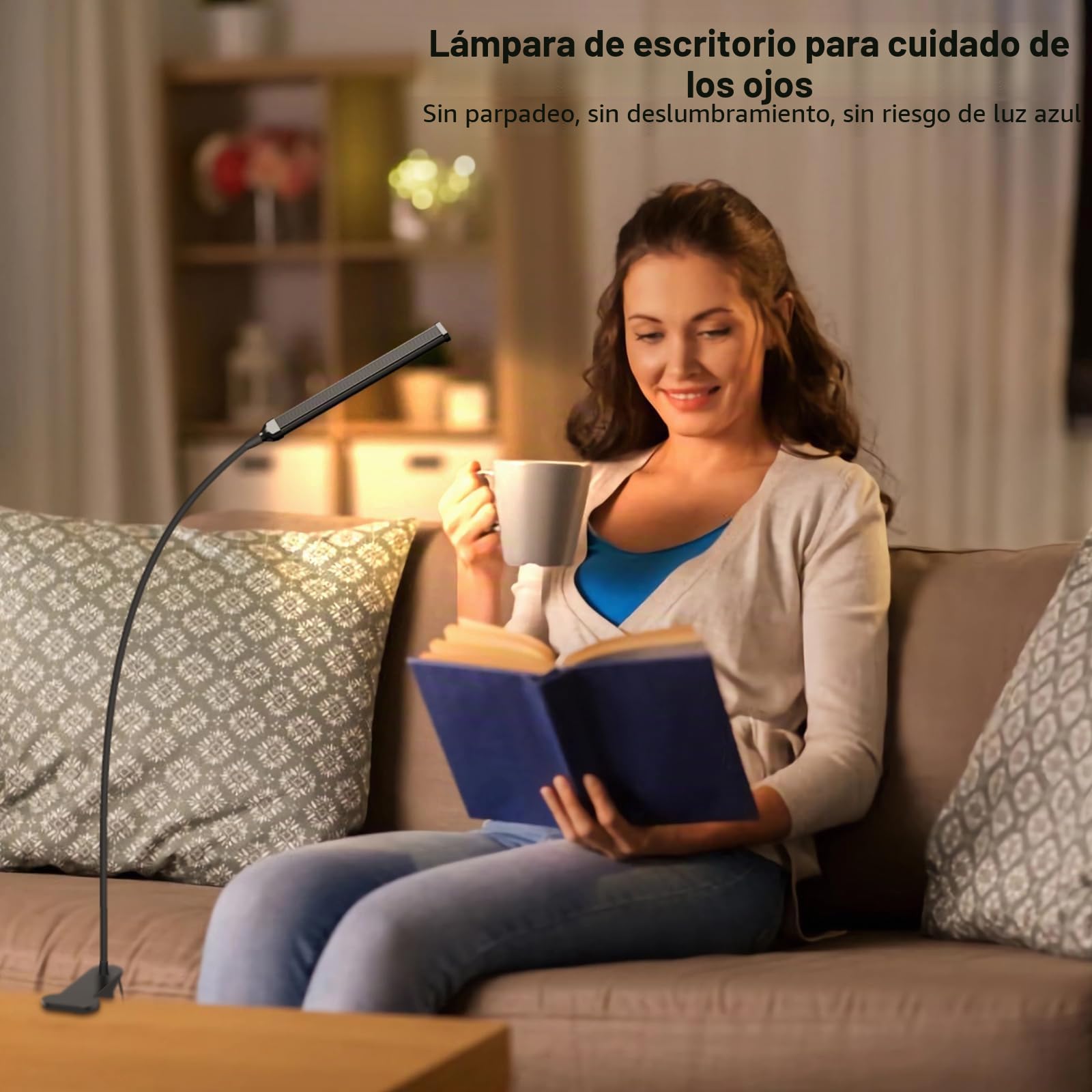 Mojimdo 77 LED Lámpara de Escritorio Regulable con Mando a Distancia [3 Modos de Color y 10 Niveles de Brillo] Cuello de Cisne Flexible de 70CM con Adaptador USB, Flexos de Pinza para Hogar