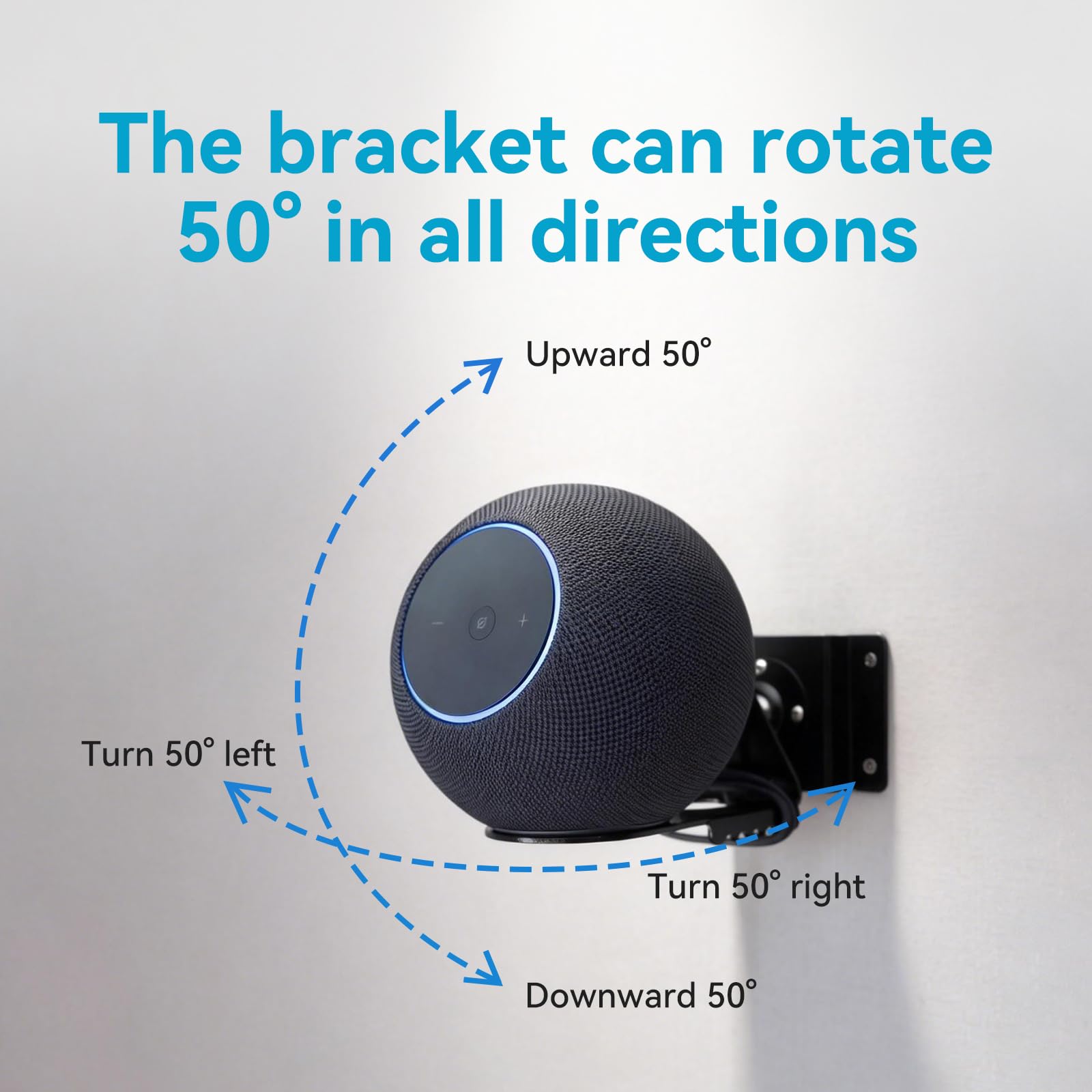 shinar Soporte de pared metálico para ECH0 Studio 2025, orientable hasta 360°, inclinable -50°/+50°, accesorio para estudio 2025 con gestión de cables (negro)