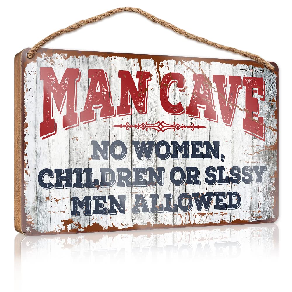 HELIOFORGE Bathroom Door Signs For Home Man Cave Rules Wooden Sign(15X28CM)