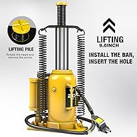 Vista 7 de YELLOW JACKET Pneumatic Air Bottle Jack 20 Ton with Manual Hand Pump and Air Pump for Heavy Duty Auto Trucks
