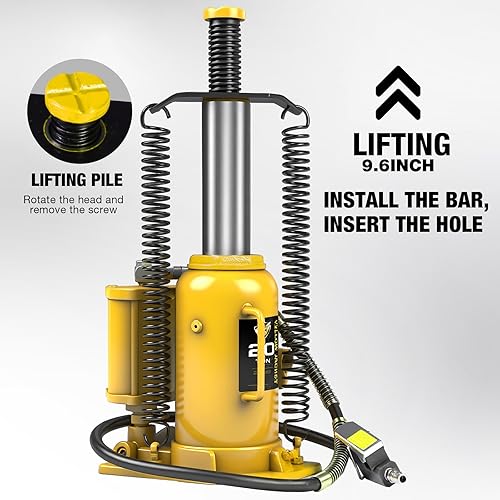 Miniatura 7 de YELLOW JACKET Gato neumático de la botella de aire de 20 toneladas con la bomba manual y la bomba de aire para los camiones pesados del coche