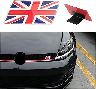 Ziciner 3D British Flag Emblem Badge with L Shaped Mounting Bracket, Auto Front Fender Badge Sign Emblem, Car Front Grill Bumper Decoration, Compatible with European Vehicles