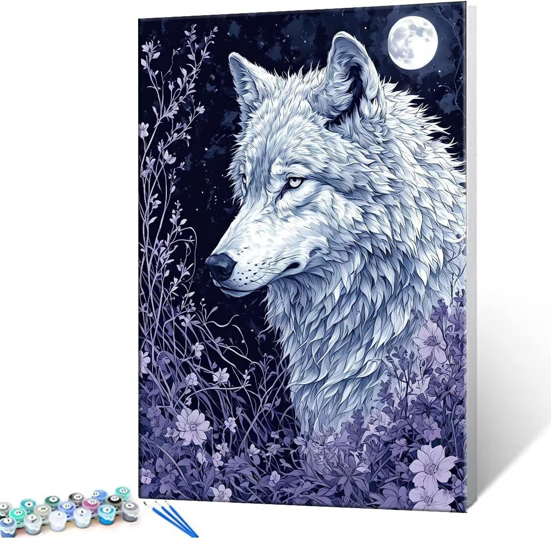 Malen nach Zahlen Kinder ab 7 8 9 10 Jahre, Mond Wolf Malen nach Zahlen Erwachsene Jugendliche Malen-Nach-Zahlen Kinder Teenager Kreatives für Mädchen Geschenkideen Malen nach Zahlen 100x130 cm z-976