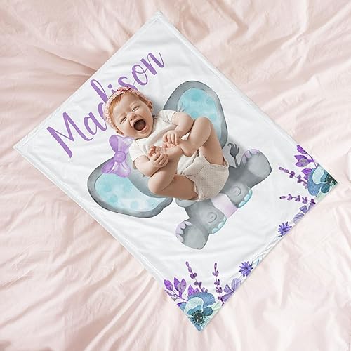 Miniatura 92 de Manta de bebé personalizada con nombre, mantas de bebé de elefante personalizadas para niñas, regalos de bebé, productos para bebés, mantas súper