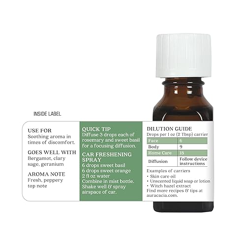 Miniatura 6 de Aura Cacia Aceite esencial dulce de albahaca pura | 0.5 fl. oz. | Ocimum basilicum
