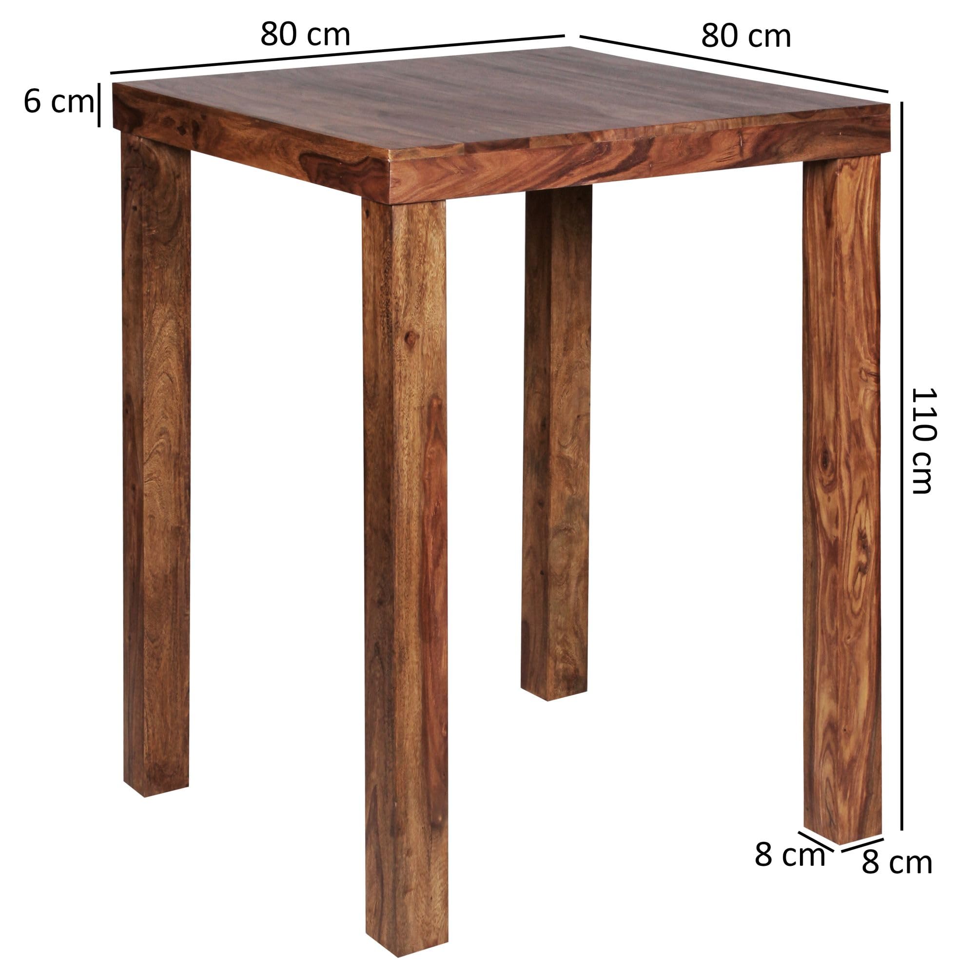 Wohnling Esstisch Mumbai Aus Massivem Sheesham-Holz – 80 X 80 X 76 Cm, Dunkelbraun | Landhaus-Design, Handgefertigtes Unikat