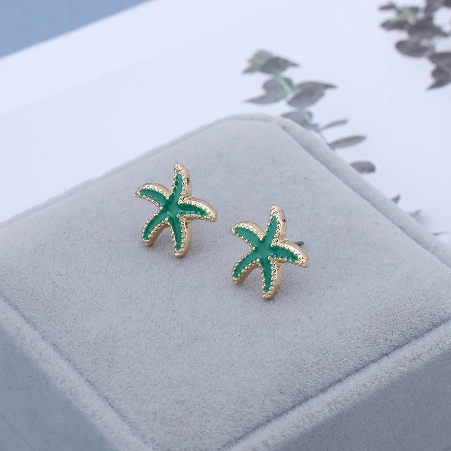 Andelaisi Boho Starfish Earrings Vintage Starfish Studs Earrings Small Sea Stars Earring Minimalist Summered Beach Earring for Women(Orange) - Image 3
