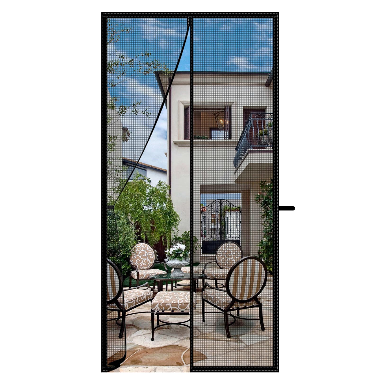 Magnetic Screen Door Fits Door Size 32 x 72 inch,Actual Screen Size 35" x 74" Door Net Screen with Magnet with Full Frame Hook&Loop,Weighted Bottom