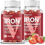 Iron Gummies Supplements for Women & Kids - Multivitamin with Iron Gummy for Blood Oxygen, Great Tasting Gummies with Vitamin C for Max Absorption, Vegan Chewable(180 Count, Strawberry)