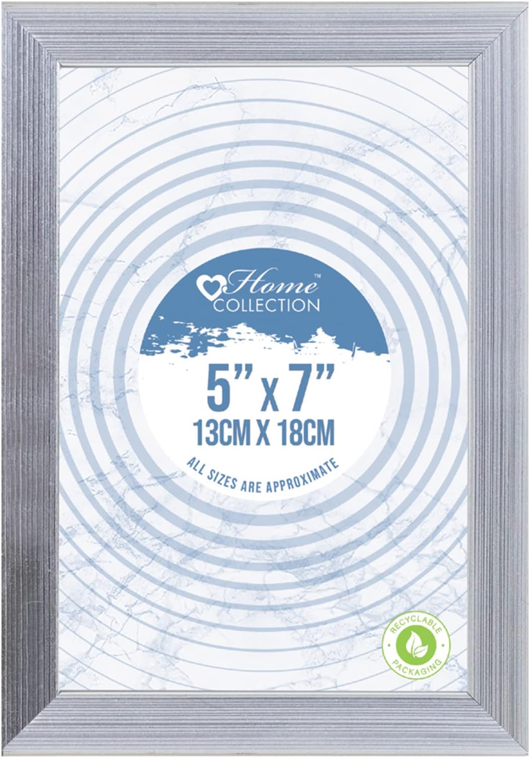 Design Group Silver Ribbed Freestanding Wall Mount Picture Photo Frame, 13 x 18cm