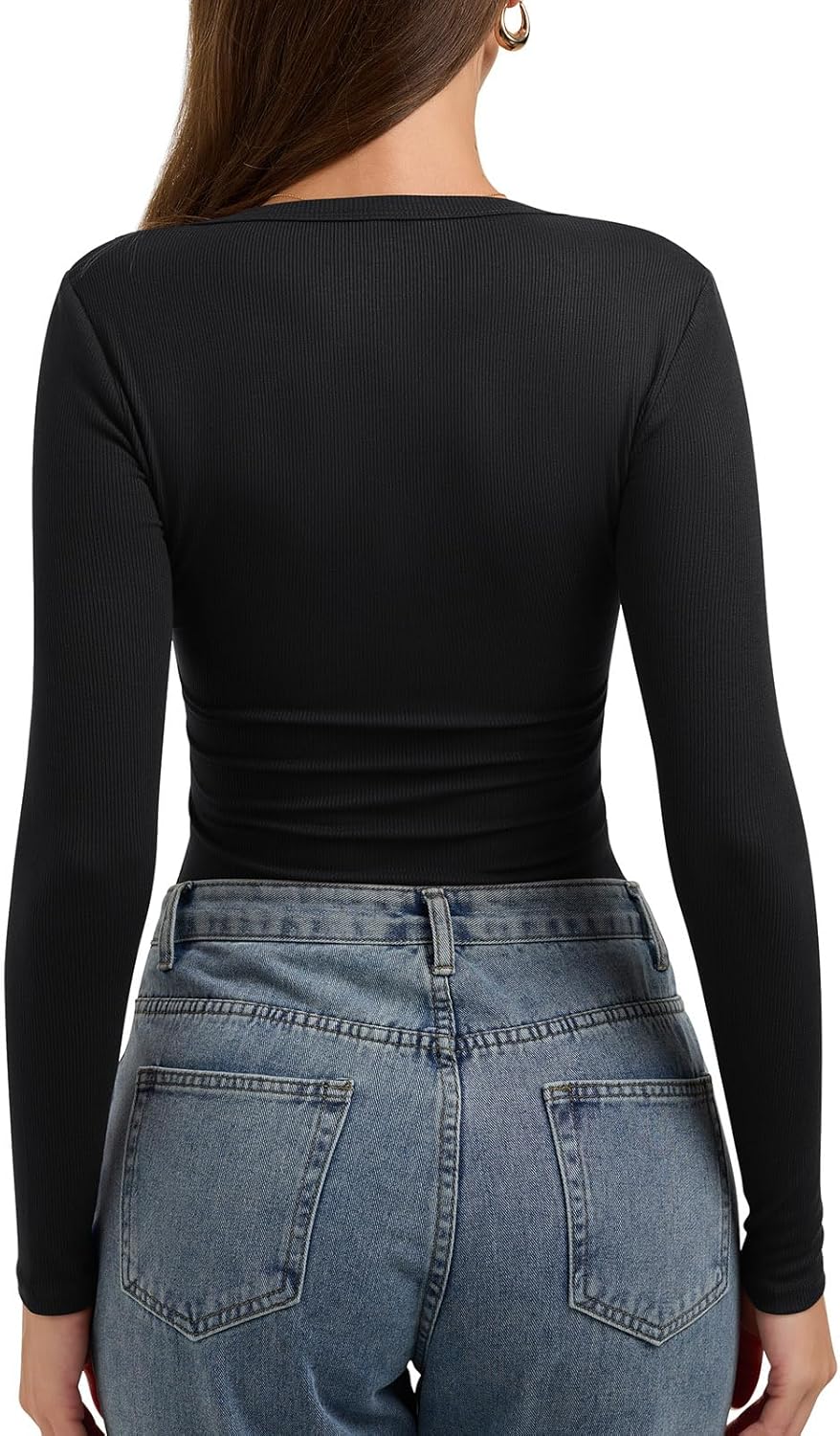 PINKMSTYLE Ribbed Square Neck Long Sleeve Top for Women Cute Y2K Fall Tops Trendy Going Out Tops - Image 5