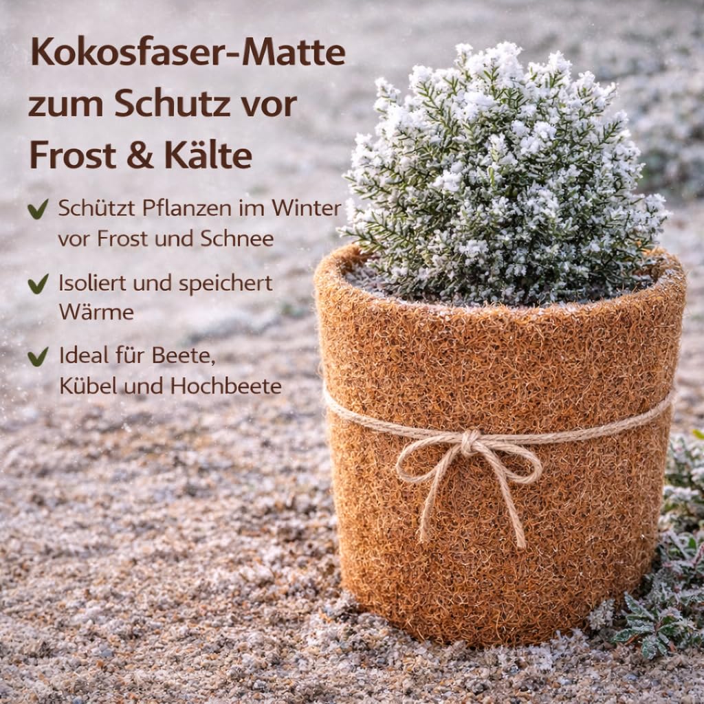 Kokosmatte 100% Biologisch Winterschutz für Pflanzen Kälteschutz in 25cm / 50cm / 75 cm / 100cm (Breite) - (Meterware) Garten (50cm x 5m)