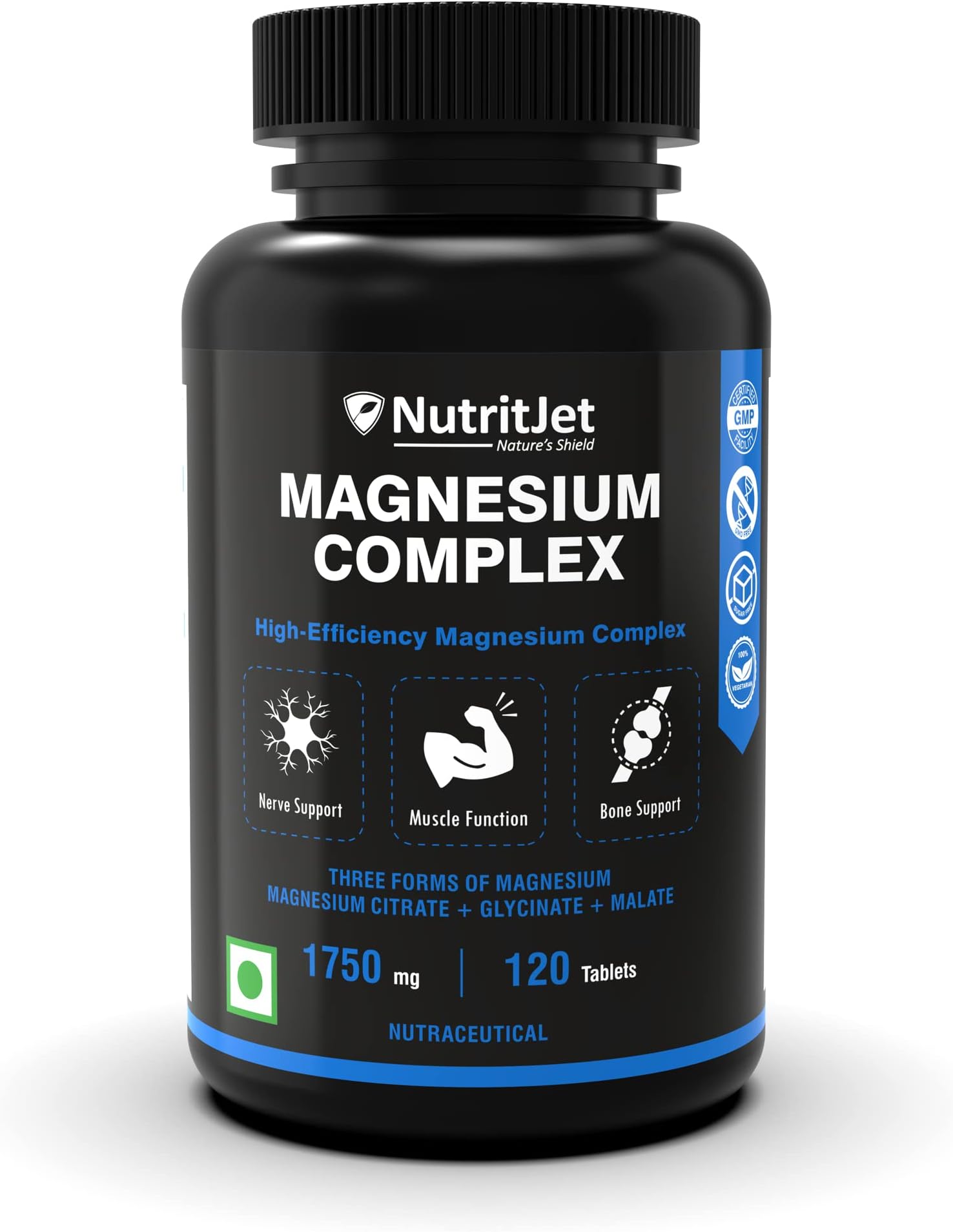 Magnesium Glycinate Citrate Malate Complex | Max Absorption, Support Heart, Sleep, Muscle Health, Non-GMO & Gluten Free | 1750mg - For Men & Women 120 Tablets