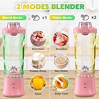 Vista 4 de Licuadora Portátil Exprimidor Personal para Batidos y Smoothies - Botella Mezcladora Eléctrica de Proteínas de 20 OZ con Funda Aislante, Tapa