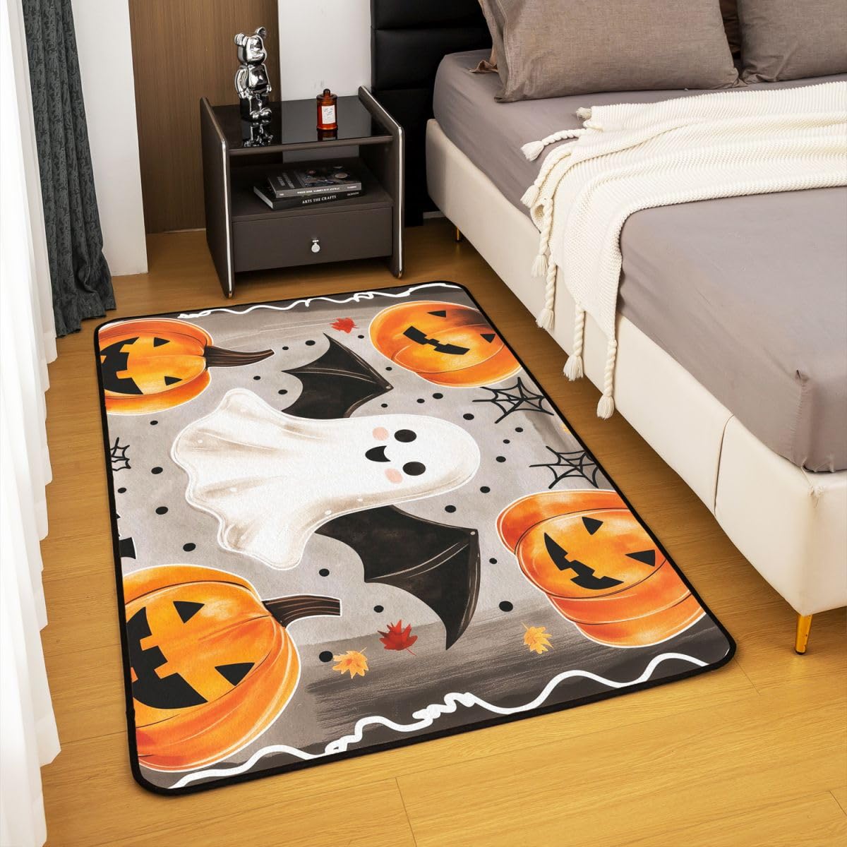 Loussiesd Alfombra de poliéster con diseño de fantasma, 150 x 200 cm