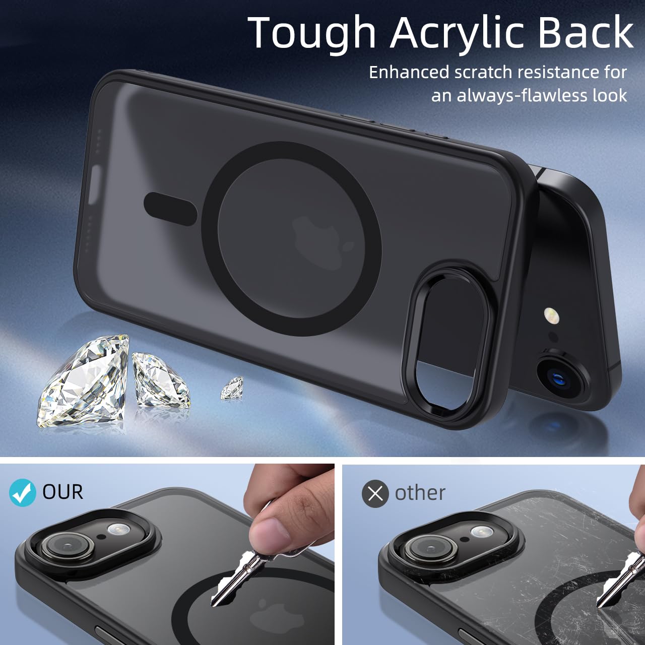 tigratigro Custodia Per iPhone, Compatibile con Mag-Safe,Traslucida Texture Opaca, Flessibile e anti-impronta,Consistenza simile alla Pelle (Argento, iPhone SE 2022/SE2020/ 8)