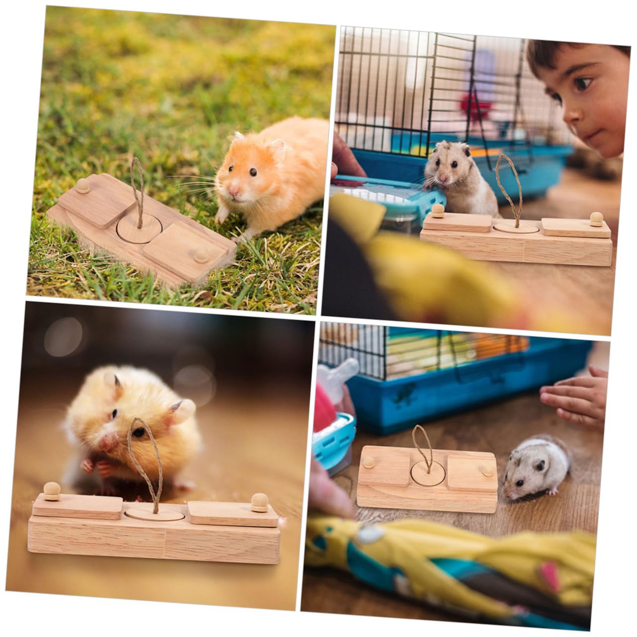 Ipetboom Giocattolo per Criceti in Legno 2 Pezzi per Gioco e Avventura | Area per Snack Nascosti, Aiuta Movimento e Riduce Noia, Adatto a Criceti Domestici
