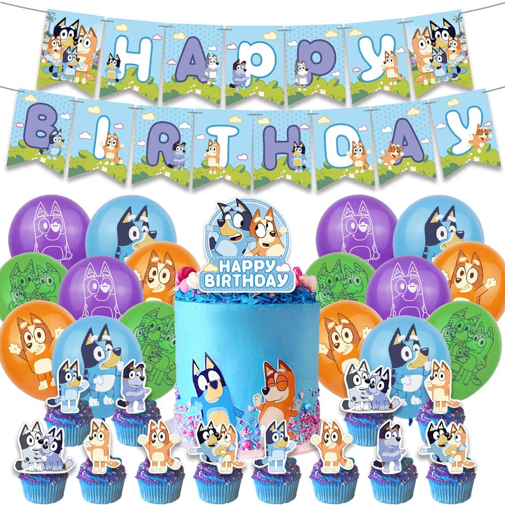 Buy Blue Dog Birthday Party Supplies, Dog Party Decorations Happy
