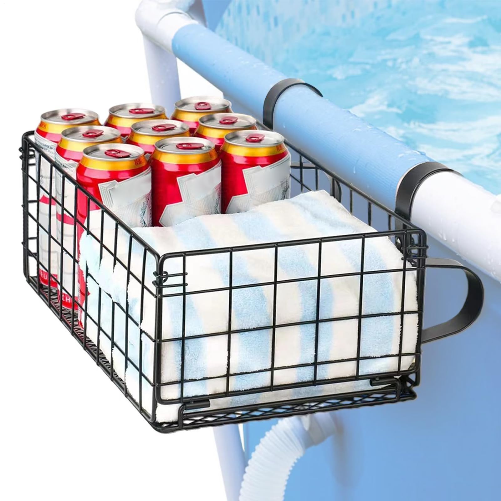 Panier de rangement pour bord de piscine Corbeille en fil métallique