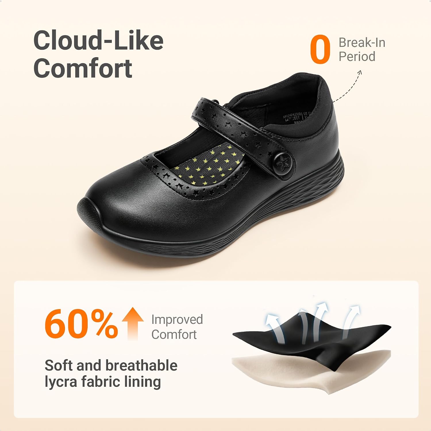 DREAM PAIRS Girls School Shoes Mary Jane Flats Lightweight Comfortable Girls' Uniform Dress Shoes for Toddler/Little Kid/Big Kid