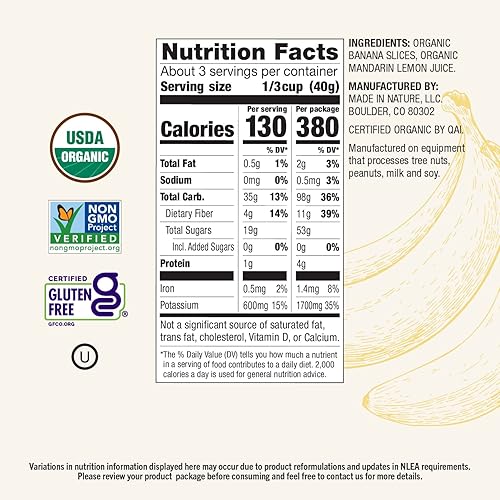Vista 9 de Made In Nature Rebanadas de plátano masticables secas orgánicas, 12 onzas (paquete de 1) – Bocadillo vegano, sin OMG, sin sulfuro, sin gluten, Kosher