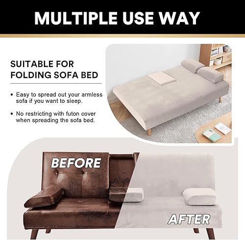 Miniatura 3 de Fundas de futón de terciopelo para futón de estilo actualizado, 4 piezas, funda para sofá futón, funda de sofá futón, funda de cama de futón, fundas