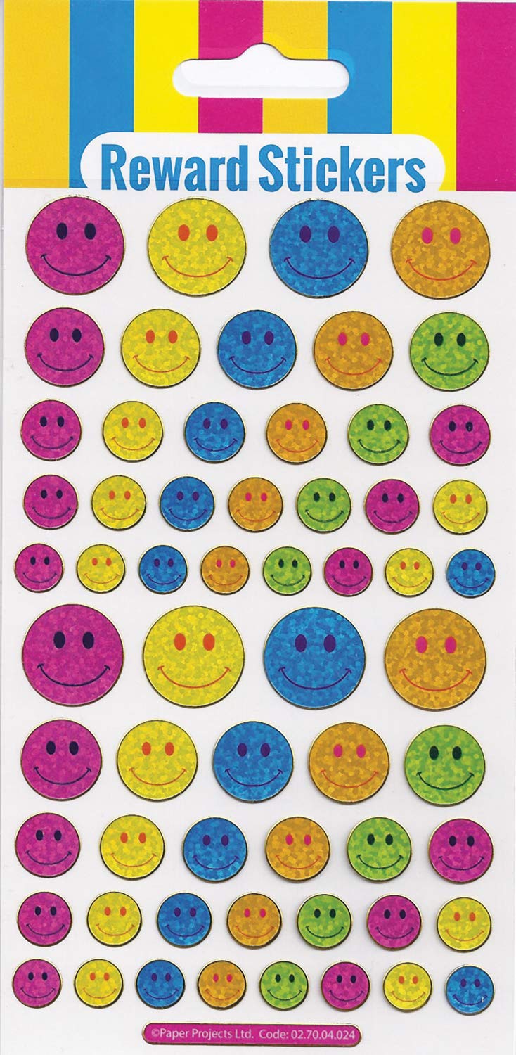 Paper Projects 01.70.04.024 Big Smiles Sparkly Reusable Reward Stickers, White, 19.5cm x 9.5cm
