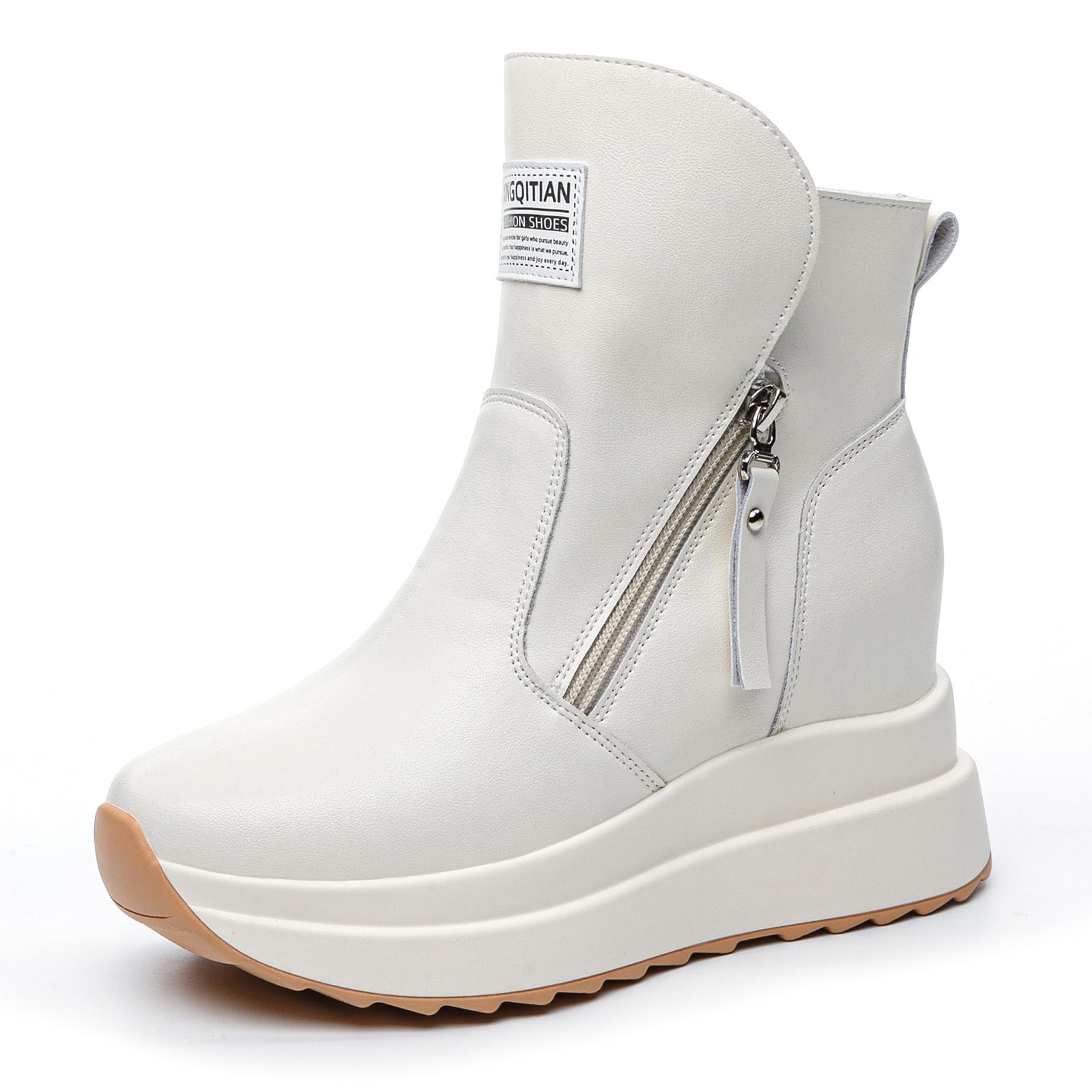 AONETIGER Sneakers Zeppa Donna Pelle Alte Piattaforma 9 cm Gr.34-40EU | Chiusura con cerniera Tacco Interno | Moda Leggere Wedges | Casual Comode | ideali per fitness, Ufficio e Tempo libero