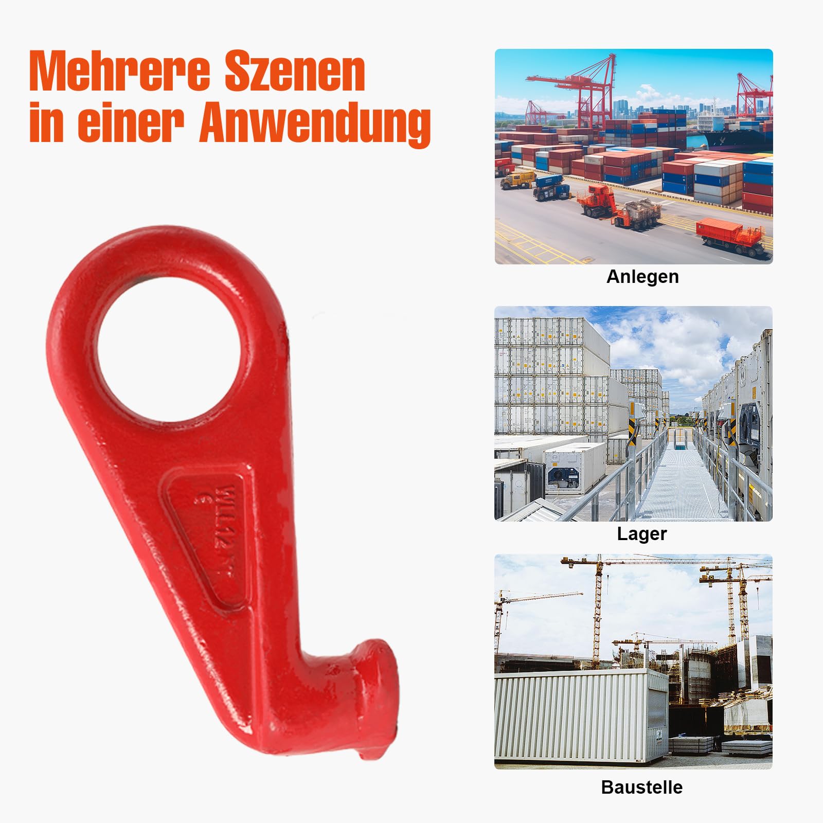 4pcs Containerhaken legierter Stahl,12.5T Tragfähigkeit (2 links+2 rechts)