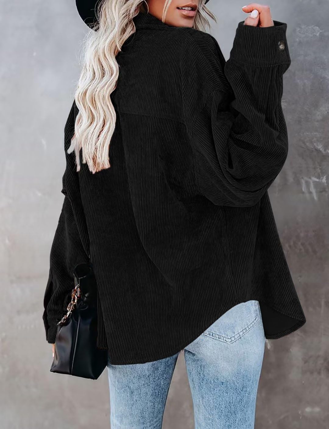 ZOLUCKY Womens Shackets Jacket Plus Size Long Sleeve Button Down Shirts Blouses Tops - Image 4