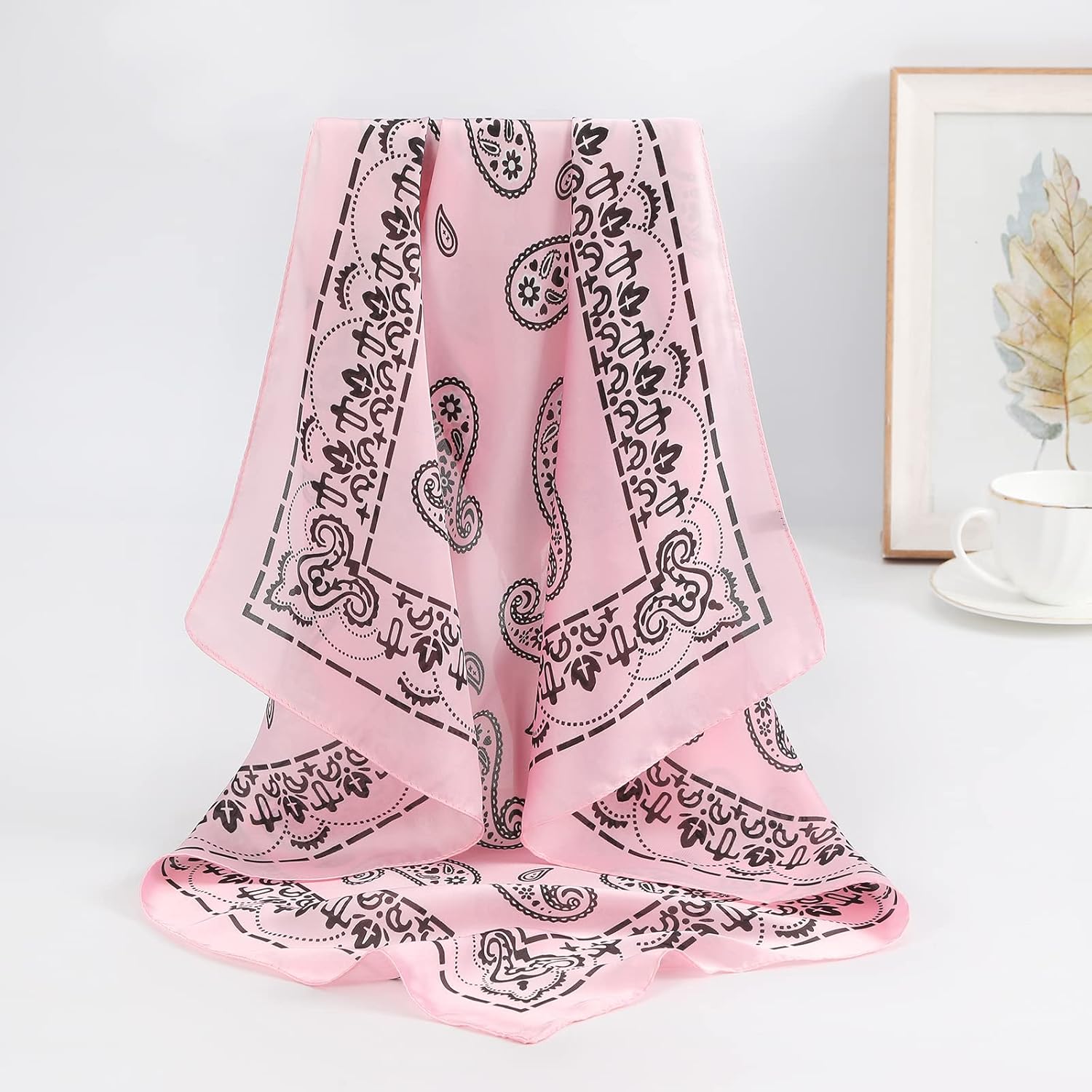 AWAYTR 27.5” Silk Satin Square Head Scarf - 4PCS Satin Head Scarves for Women Hair Kerchief Bandanas Sleeping Head Wraps - Image 4