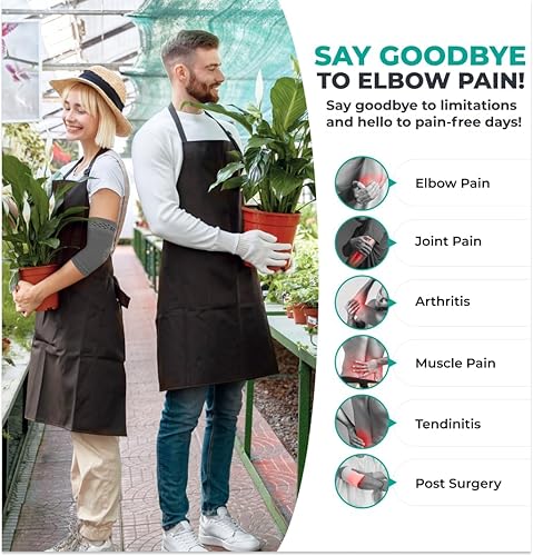 Vista 31 de Modvel Paquete de 2 coderas – Coderas de compresión para codo de golfista para aliviar el dolor en las articulaciones, recuperación, apoyos de Negro