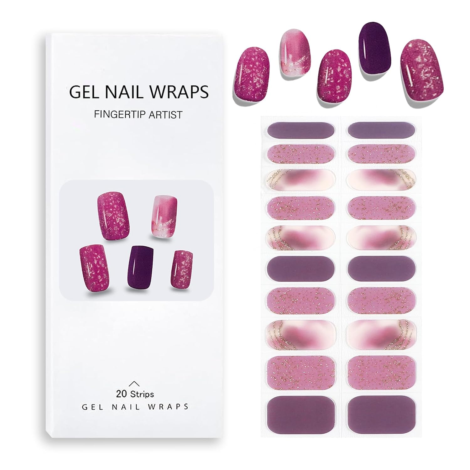 Glitter Gel Nail Stickers - Self-Adhesive Nail Strips