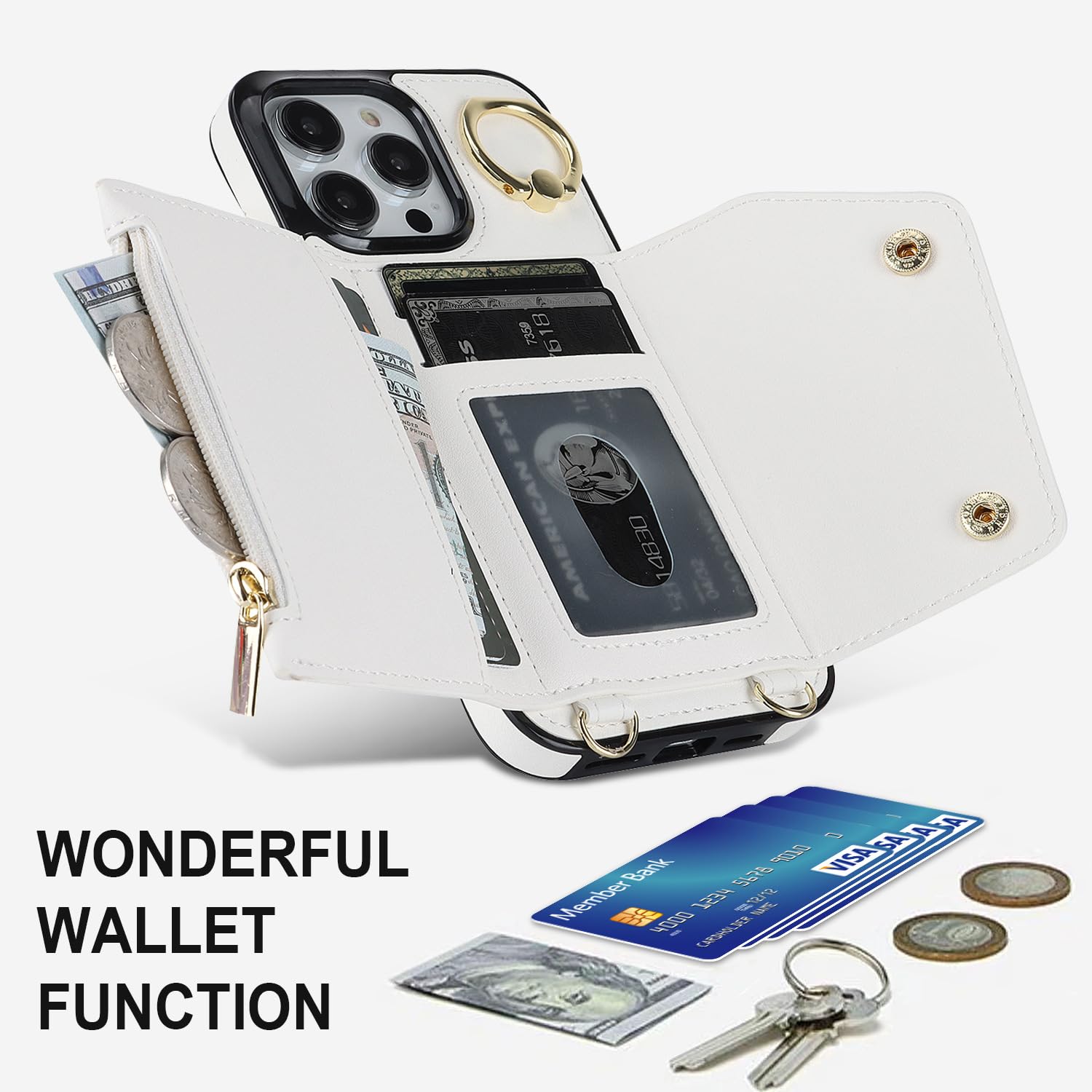 VAOXTY Compatible With IPhone 14 Pro Max Wallet Case With Card Holder Crossbody - View #3