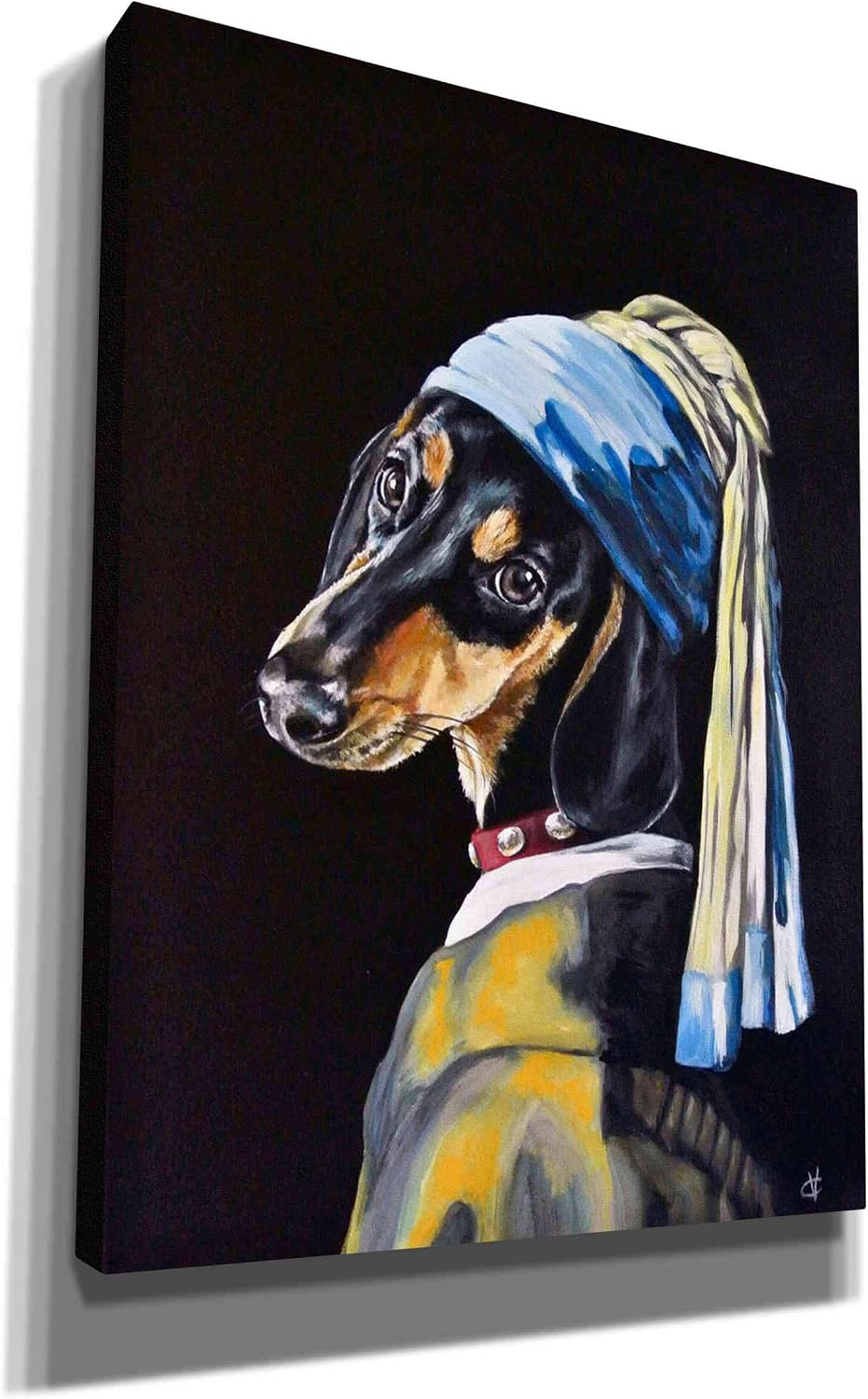 Epic Graffiti The Dog with The Pearl Collar Giclee Canvas Wall Art, Black