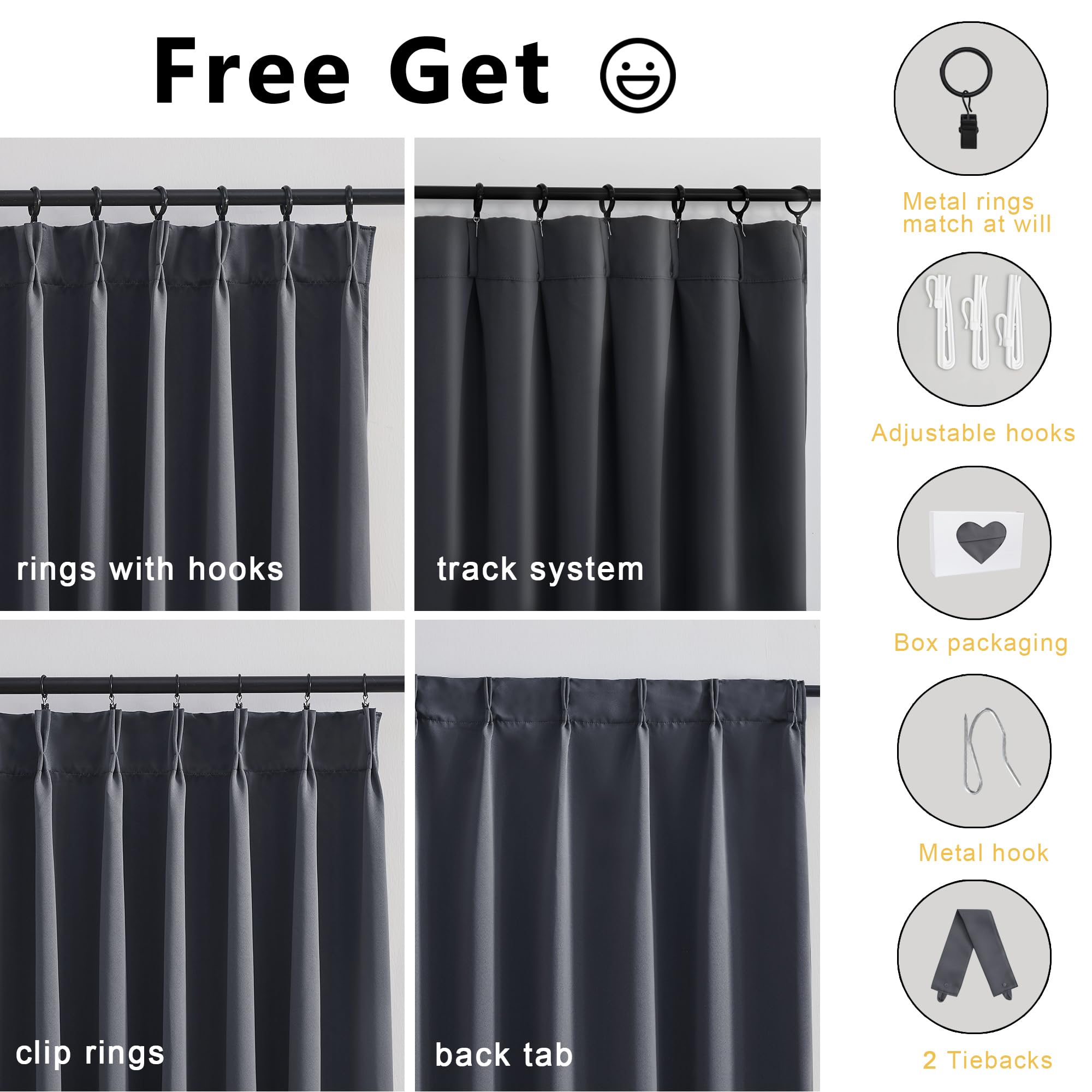 HUTO Pinch Pleat Sunblock Blackout Curtain, Thermal Insulated Room Darkening Window Treatment For Bedroom, Patio, Hotel,Beige, 72 Inch Wide By 96 Inch Long, 1 Panel